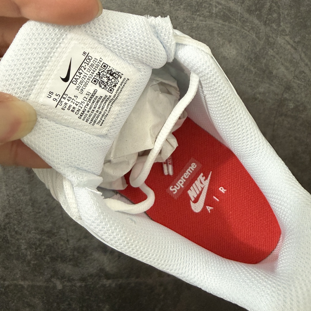 图片[7]-【TK纯原版】Nike Air Max Plus TN x Supreme 联名气垫系列跑鞋 DA1472-100 全新一比一高端版本 真正的市场T1品质 更多配色陆续出货 真正的用心研发 一点一点抠出来的 品质 品控细节 随便闭眼对比市场任何版本 全套原纸板楦头开发 完美呈现版型 工艺流程均与原鞋保持一致 Turned Air 中底缓震技术 鞋面弧度与大底弧度一致 鞋头正确TPU材质 鞋面高频TPU材质1.0厚度 原鞋一致层次感 超越公司货的品控标准 多道QC质检 货号： 尺码： 40.5 41 42 42.5 43 44 44.5 45 46 47.5 48.5-选品中心