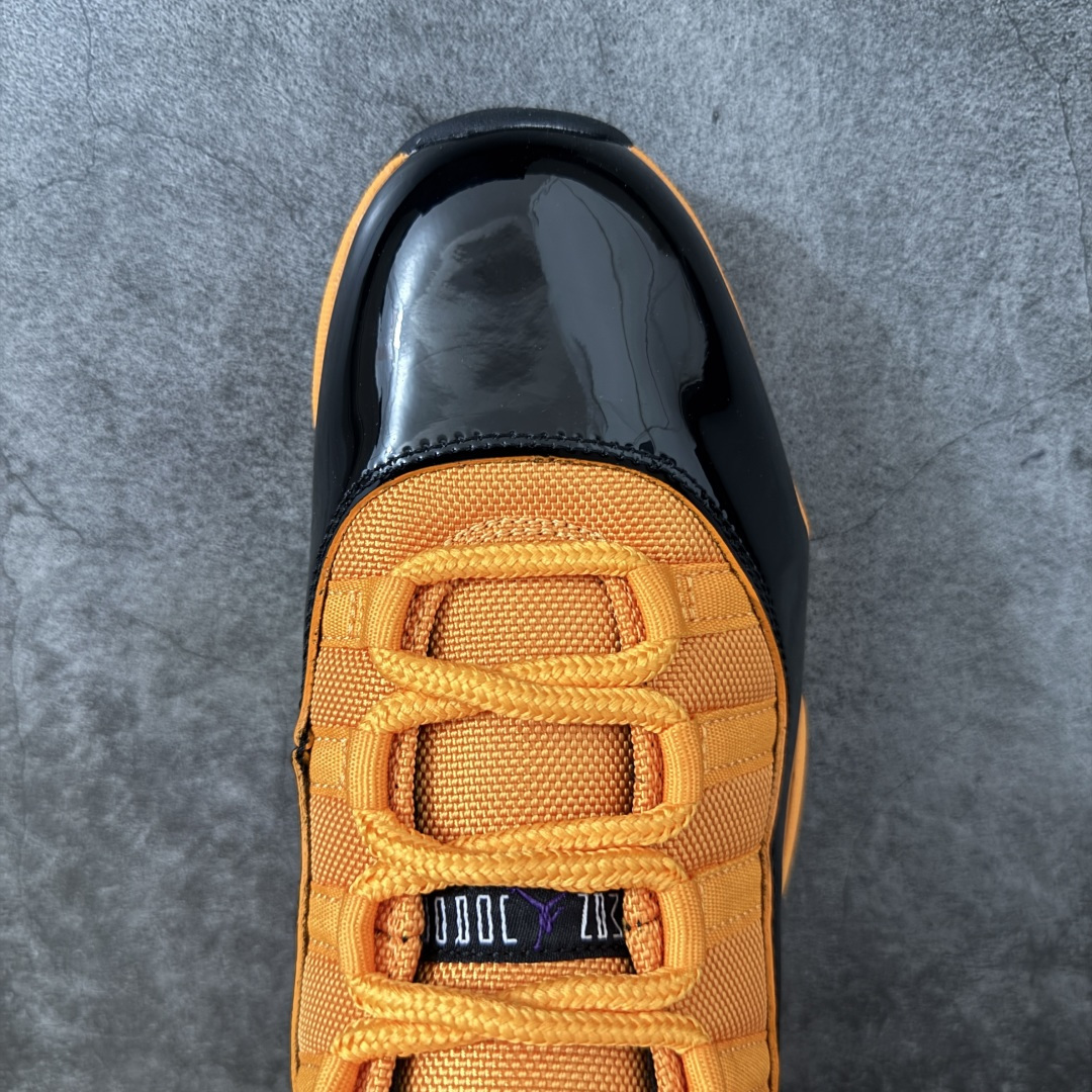 图片[5]-【外贸版】Air Jordan 11 Retro AJ11 乔11橘黄色 黑橙 CT8012-700   原楦原档案数据开模打造 原厂中底拉帮钢印 原厂漆皮 防冻不开裂 头层皮料 原装鞋撑 水晶大底正确色度色泽 原楦原数据刺绣 原厂车缝走线及对位 毫厘不差 飞人logo采用原数据电脑刺绣 原装正品碳纤维真实碳板 增强抗扭 原内标 原盒标 正确官方原盒 原厂防氧化水晶外底 原厂配套厂全掌solo气垫 尺码：40 40.5 41 42 42.5 43 44 44.5 45 46 47.5 48.5-选品中心