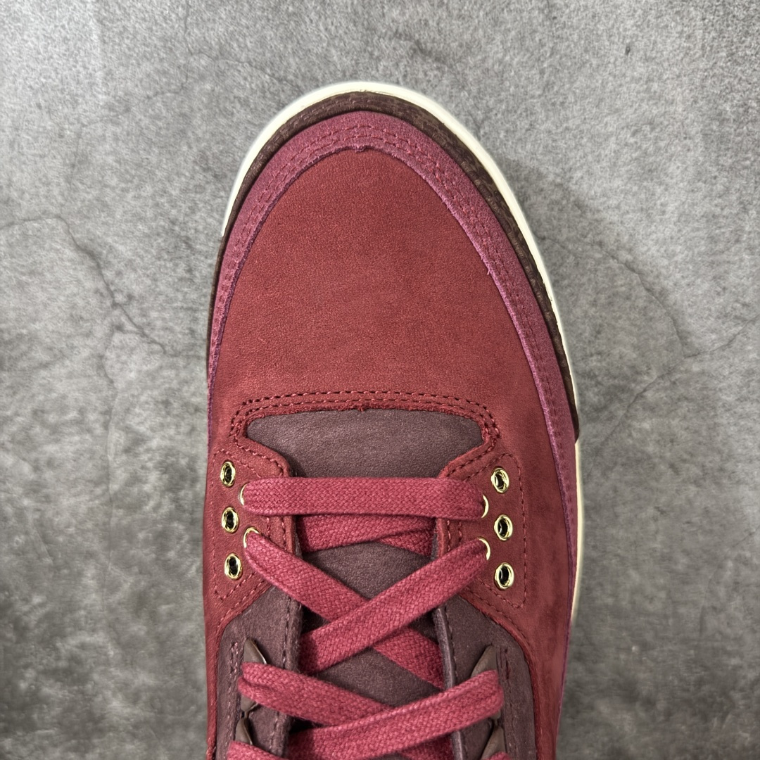 图片[5]-【XP纯原】Jordan Air Jordan 3 OG Premium Bin 23 AJ3复古红酒 鞋面，鞋舌，反口里，全鞋垫均为高级麂皮材质。整鞋皮料用料约为8尺，等同2双乔4皮料用量。 bn\\t对成本46元)，金属鞋带孔，木纹高质感鞋盒无不还原\\t半透RB大底，产自喜马拉雅山雪松木质加金属鞋撑(每\\t 限量奢华属性。 鞋舌标志性蜡封Bin23图案。鞋垫皮料冲裁后雕刻，压高频，再与PU贴合，继而电脑针车。后套由原来的TPU变成皮料，裁完贴胶膜，高频，贴补强再改刀，再雕刻字体。从原鞋到位到样品出货历时3月 鞋舌内里织唛为流水编码，契合原鞋限量编号。中底Coconut Milk涂装，刻意加入氧化泛黄做旧效果，营造复古氛围。后跟Logo回归元年\”Nike Air\”字样，采用平面化、简约化的印压工艺。 尺码：40-48.5（含45.5）-选品中心