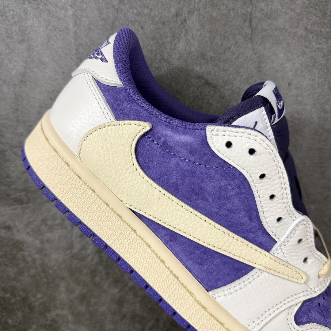 图片[7]-【纯原KZ版】Travis Scott x Air Jordan AJ1 Low OG SP TS联名倒钩低帮 白紫倒钩定制款 DM7866-117 知名大厂出品 纯原高版本 产品品控稳定性领先行业 各方面均可对飙市面通货版 SZ原厂全套原楦原纸板冲刀磨具开发 原厂皮料加持 原厂港宝加持定型后跟R度完美 同源原厂电绣 鬼脸飞翼针数密度立体效果一致 百分百一致原鞋 原厂拉帮工艺 针距密度一致 后跟弧度收口自然不对折 极致一眼正品既视感 进口玻璃冲刀皮料裁剪零毛边 全鞋电脑针车工艺 品控清洁度最高QC检验标准 免检产品 原厂订购鞋盒、鞋标、防尘纸、鞋撑、鞋带 追求极致的原厂味道！ 尺码：36-47.5-选品中心