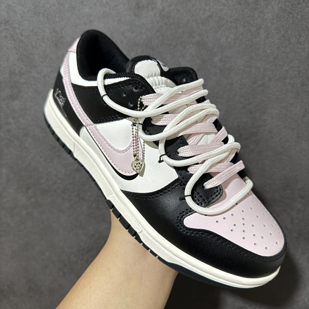 Nike SB Dunk Low 黑粉绑带 低帮休闲板鞋 CW1590-100 定制鞋盒 超高清洁度 皮料切割干净无任何