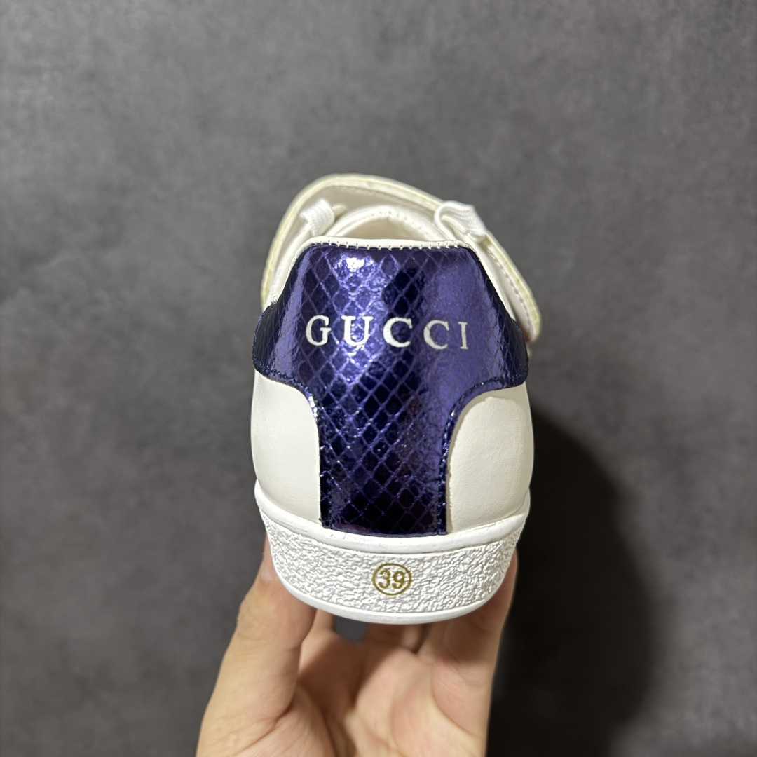GUCCI古驰 Blind For Love 魔术贴情侣 拼色刺绣系列低帮潮流百搭休闲板鞋“米白深蓝红字母 货号：G34