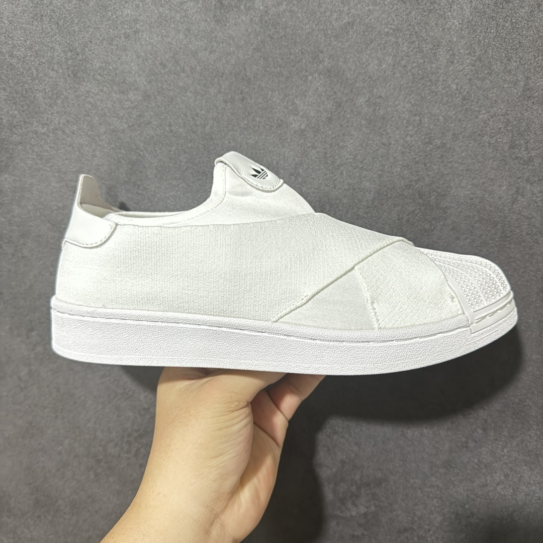 阿迪达斯十字交叉绑带Adidas SUPERSTAR SLIP ON W S 贝壳头 十字交叉绑带 白山联名款绑带板鞋 