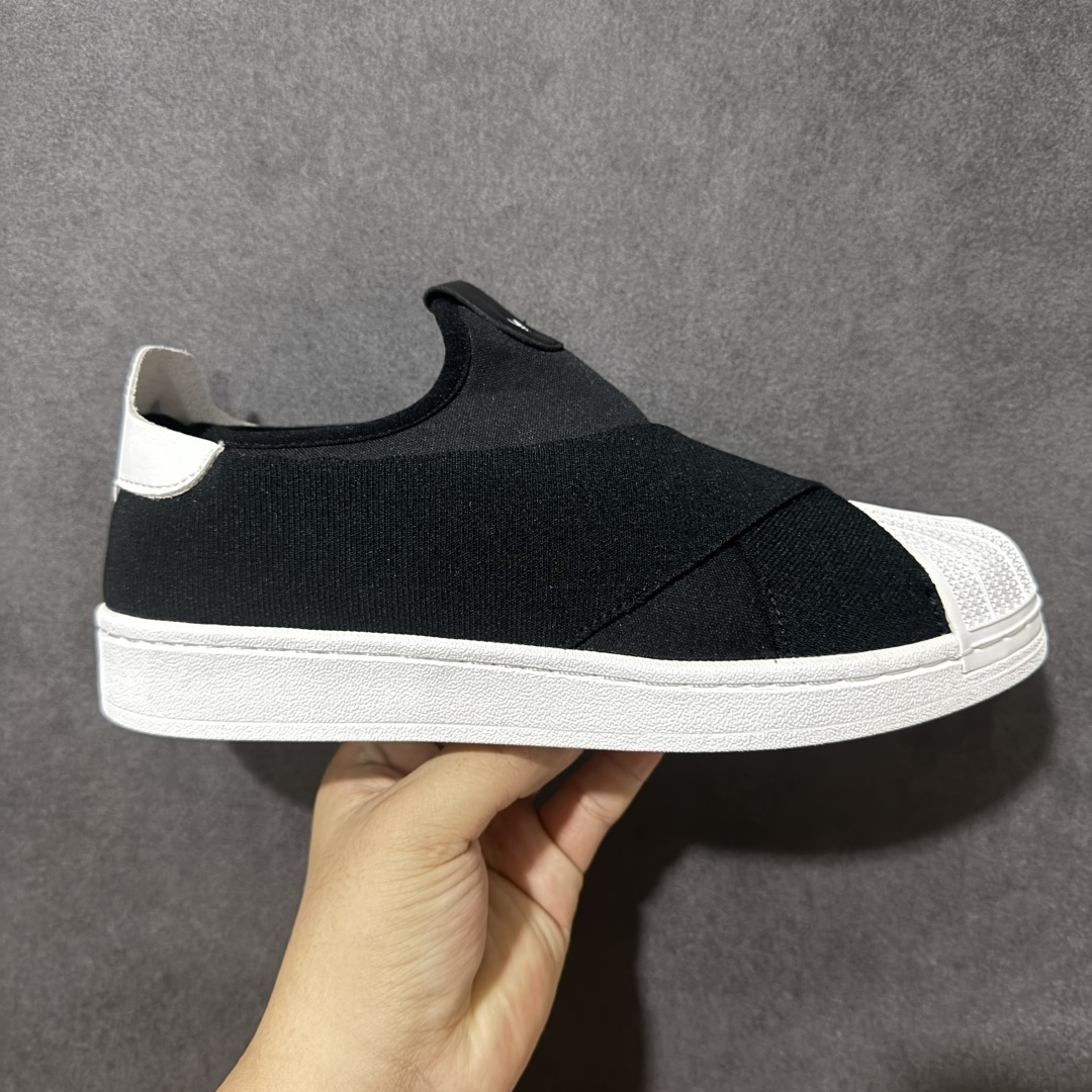 阿迪达斯十字交叉绑带Adidas SUPERSTAR SLIP ON W S 贝壳头 十字交叉绑带 白山联名款绑带板鞋 