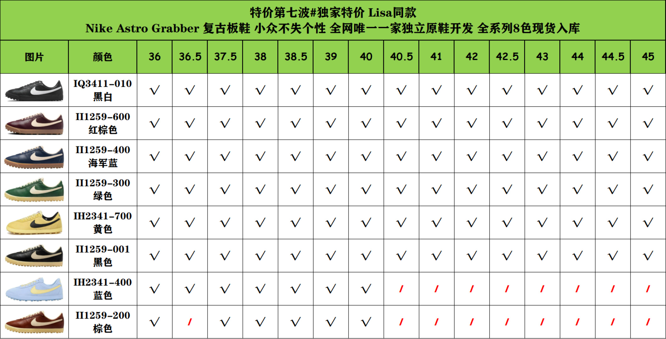 图片[10]-特价【GQ福利】特价第七波#独家特价 Lisa同款 Nike Astro Grabber 复古板鞋 小众不失个性 全网唯一一家独立原鞋开发 全系列8色现货入库 因资金周转 忍痛处理 货号：II1259-001 尺码：36-45带半码-选品中心