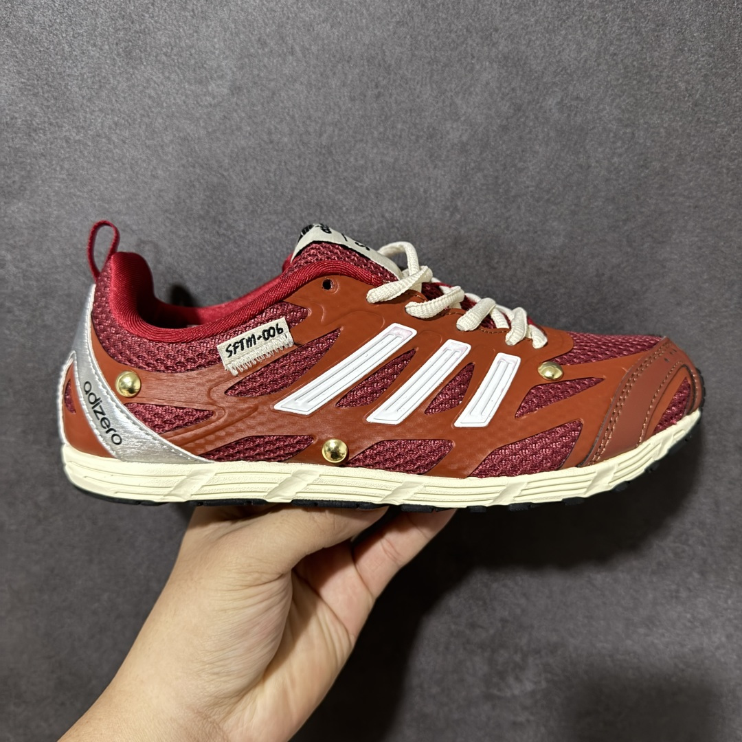 【公司ZH版】Adidas Adizero PR Sftm 联名款 阿迪低帮休闲生活鞋  #原楦纸板数据开发 鞋身采用网眼+TPU材质，大面TPU1.0​厚度，耐磨防撕裂面料和TPU后跟结构，金属铆钉点缀鞋面，搭配织物内里，舒适妥帖。双密度大底设计，更具稳定性。细节处理无敌。 货号：HP3522  尺码：36-45-选品中心