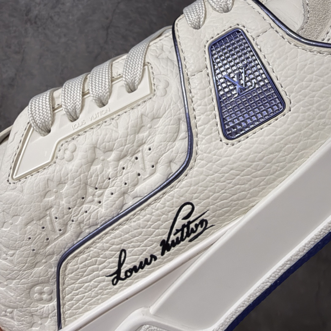 图片[3]-【佛山顶级超A版】Louis Vuitton LV Trainer系列 镭射紫尾 仓库现货 当天可取 私人订单 专柜混卖零售专供 所有配色均为购买原版复刻 整体版型 皮料 市场独一无二 后跟版型都可以自行对比[机智]吊打市场所有货 怒甩十条街，欢迎拿市场各大工厂的货来对比！ 鞋舌烫金超正 压印程度秒杀市面90%以上的高端货 新配色陆续开发出货 尺码：39-46-选品中心
