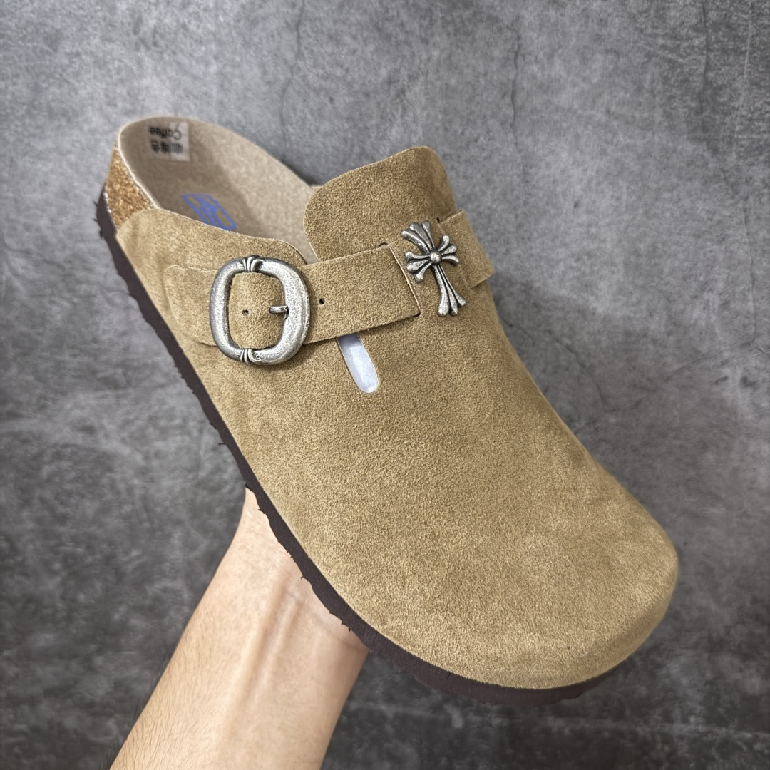 图片[3]-【莞产G版】Chrome Heart x Birkenstock 博肯/勃肯 Boston 克罗心限定联名配色 低帮半拖 正确翘头版型 中底搭载缓震软木橡胶 外置EVA轻量片装外底 定制五金配件 尺码：35 36 37 38 39 40 41 42 43 44 45 正常尺码-选品中心