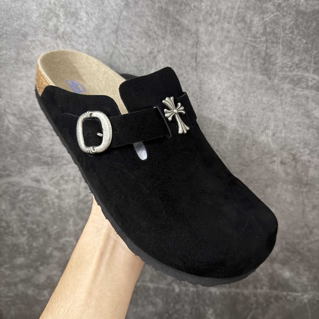 图片[3]-【莞产G版】Chrome Heart x Birkenstock 博肯/勃肯 Boston 克罗心限定联名配色 低帮半拖 正确翘头版型 中底搭载缓震软木橡胶 外置EVA轻量片装外底 定制五金配件 尺码：35 36 37 38 39 40 41 42 43 44 45 正常尺码-选品中心