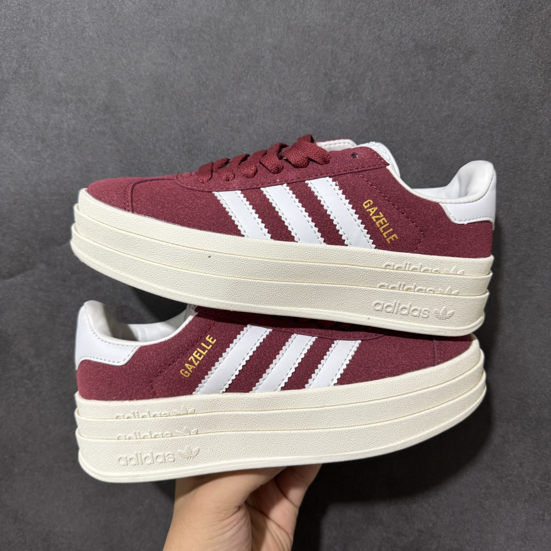 Adidas Originals Gazelle Bold 三叶草厚底休闲防滑耐磨低帮板鞋 #原厂原数据版型 原厂皮料切