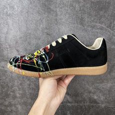 Maison Margiela Calfskin Replica MM6马吉拉 德训运动休闲板鞋 黑色泼墨 原版一比一开 Maison Margiela Calfskin Replica MM6马吉拉 德训运动休闲板鞋 黑色泼墨 原版一比一开