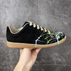 Maison Margiela Calfskin Replica MM6马吉拉 德训运动休闲板鞋 黑色泼墨 原版一比一开 Maison Margiela Calfskin Replica MM6马吉拉 德训运动休闲板鞋 黑色泼墨 原版一比一开