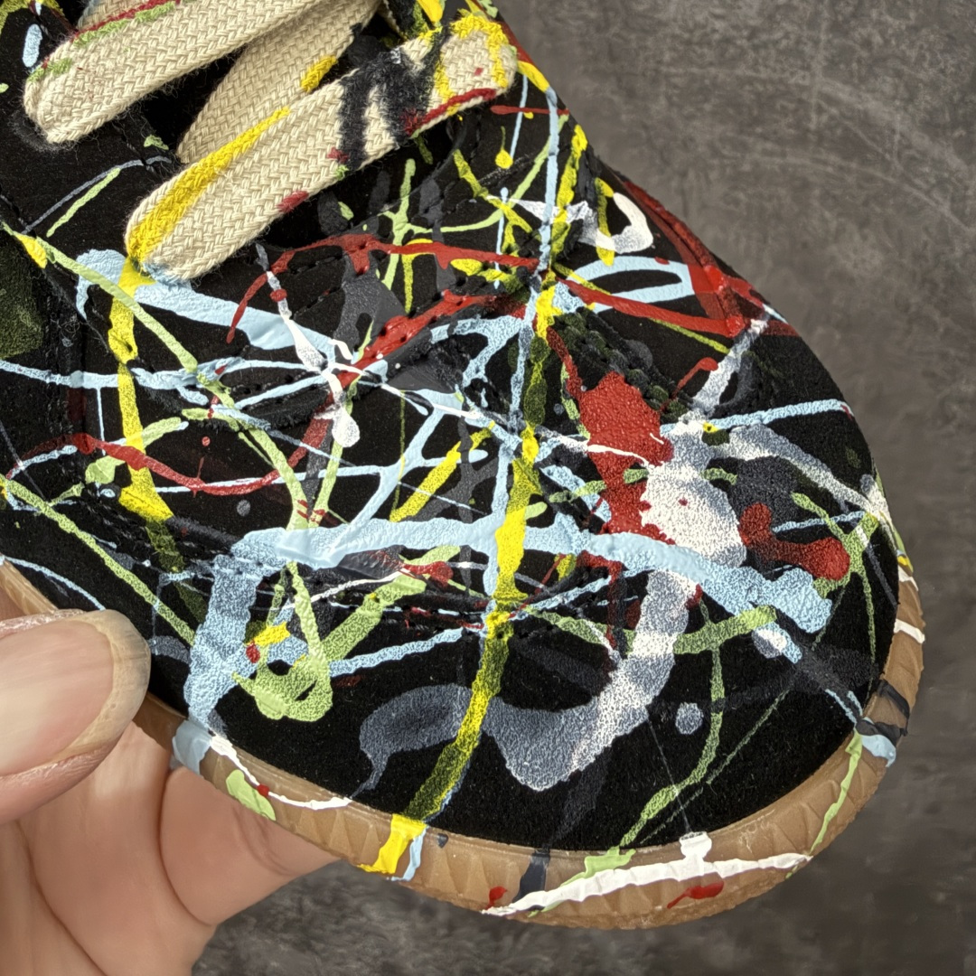 Maison Margiela Calfskin Replica MM6马吉拉 德训运动休闲板鞋 黑色泼墨 原版一比一开 Maison Margiela Calfskin Replica MM6马吉拉 德训运动休闲板鞋 黑色泼墨 原版一比一开