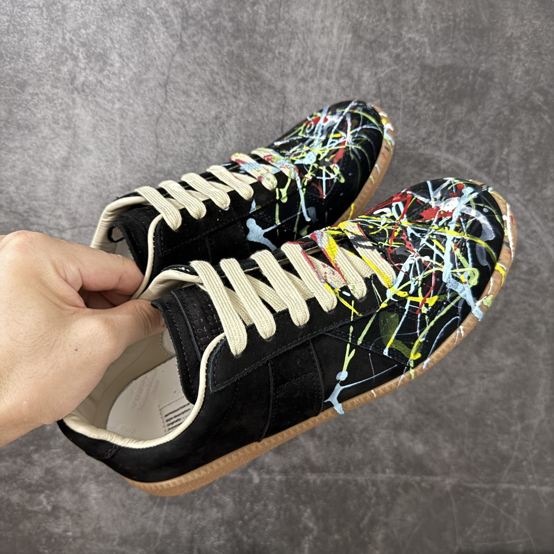 Maison Margiela Calfskin Replica MM6马吉拉 德训运动休闲板鞋 黑色泼墨 原版一比一开 Maison Margiela Calfskin Replica MM6马吉拉 德训运动休闲板鞋 黑色泼墨 原版一比一开