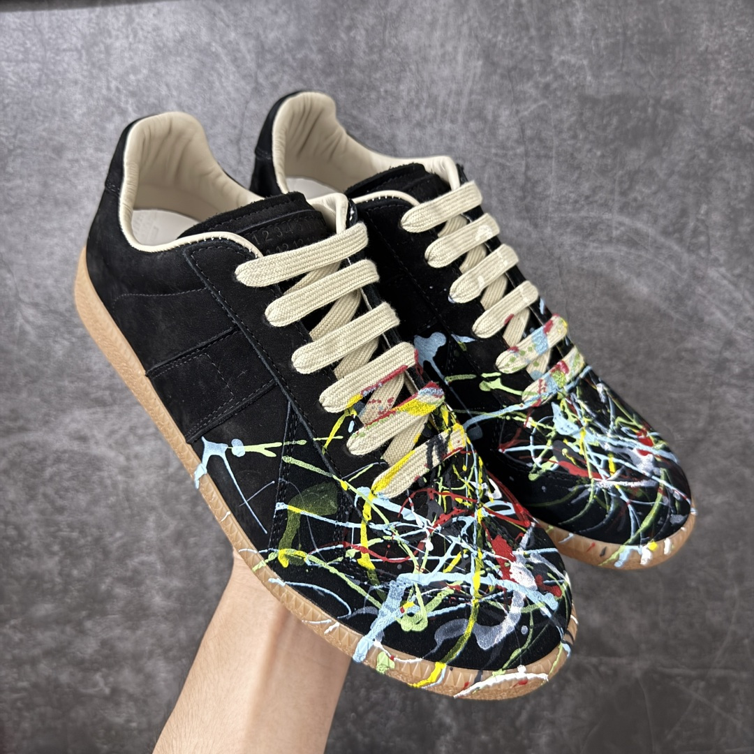 Maison Margiela Calfskin Replica MM6马吉拉 德训运动休闲板鞋 黑色泼墨 原版一比一开 Maison Margiela Calfskin Replica MM6马吉拉 德训运动休闲板鞋 黑色泼墨 原版一比一开
