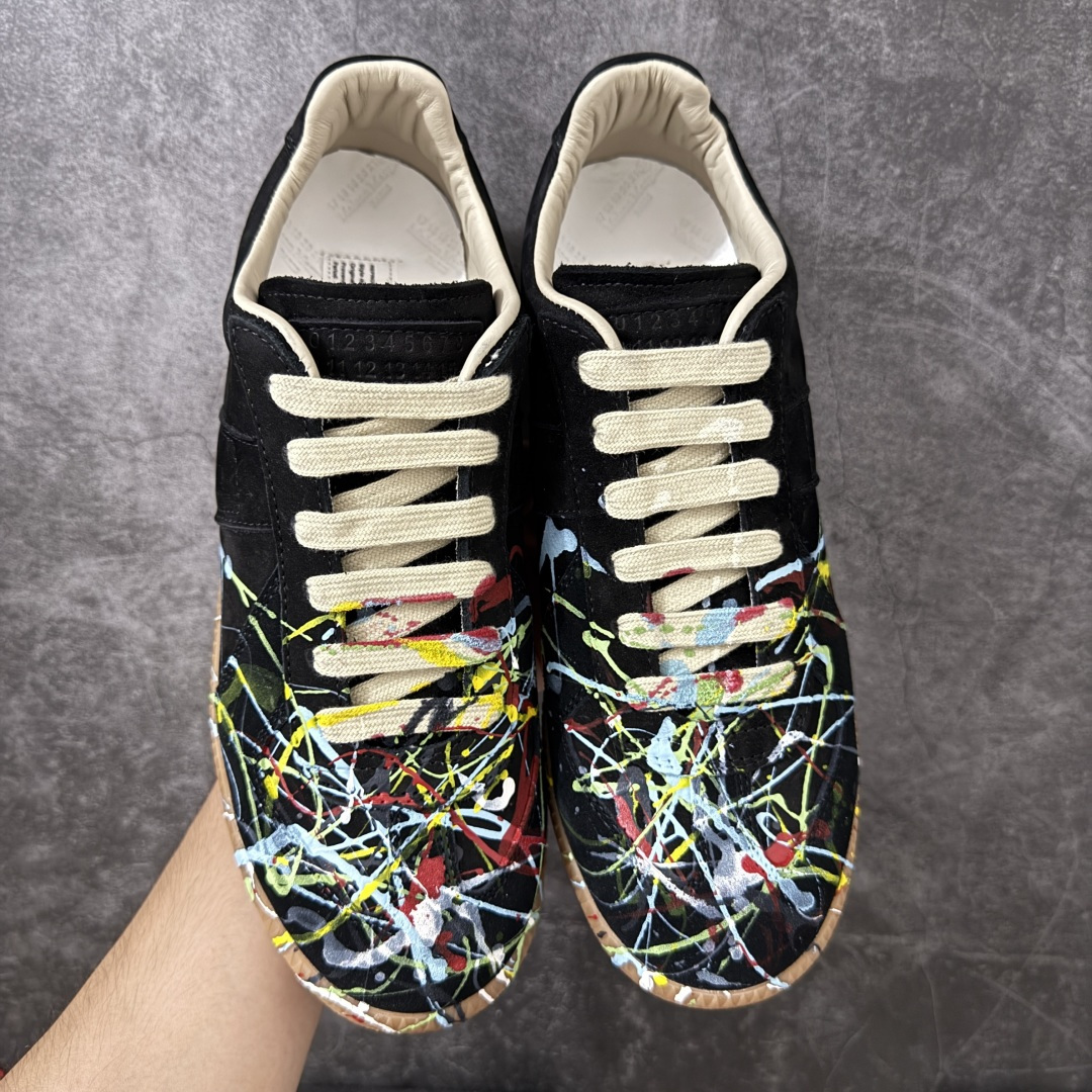 Maison Margiela Calfskin Replica MM6马吉拉 德训运动休闲板鞋 黑色泼墨 原版一比一开 Maison Margiela Calfskin Replica MM6马吉拉 德训运动休闲板鞋 黑色泼墨 原版一比一开