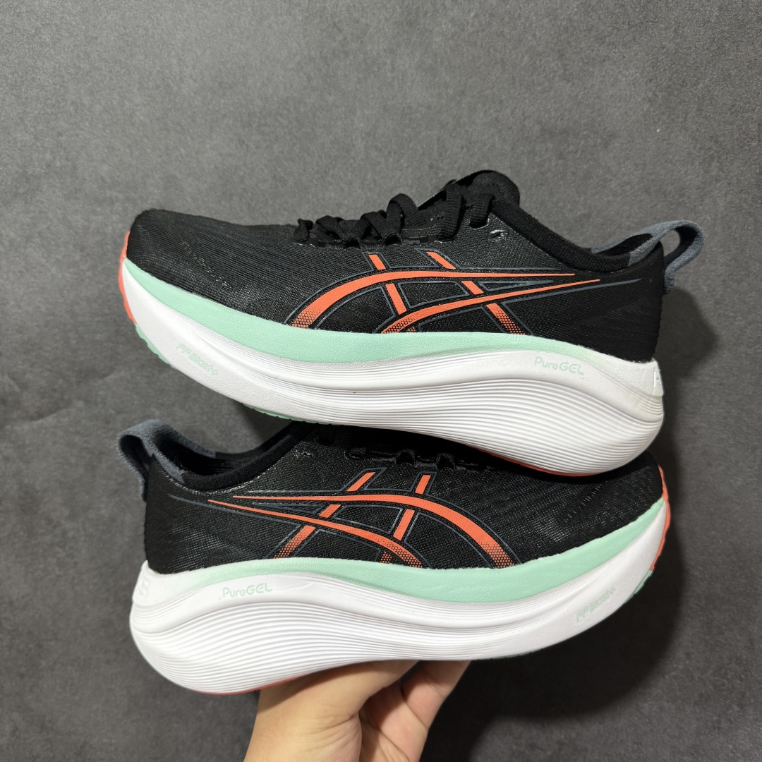 Asics Gel-Nimbus 27 亚瑟士复古透气休闲鞋缓震男子耐磨跑步鞋 货号: 1012B819 001 尺码: Asics Gel-Nimbus 27 亚瑟士复古透气休闲鞋缓震男子耐磨跑步鞋 货号: 1012B819 001 尺码: