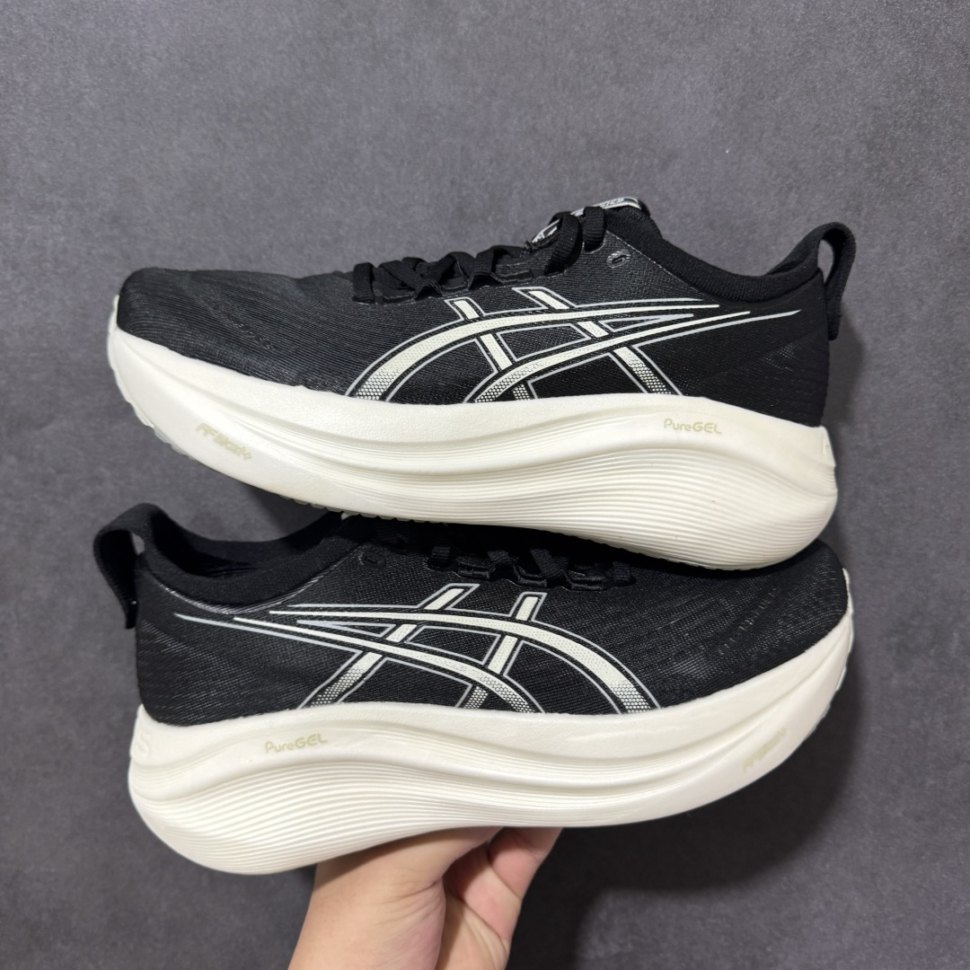 Asics Gel-Nimbus 27 亚瑟士复古透气休闲鞋缓震男子耐磨跑步鞋 货号: 1012B819 001 尺码: Asics Gel-Nimbus 27 亚瑟士复古透气休闲鞋缓震男子耐磨跑步鞋 货号: 1012B819 001 尺码: