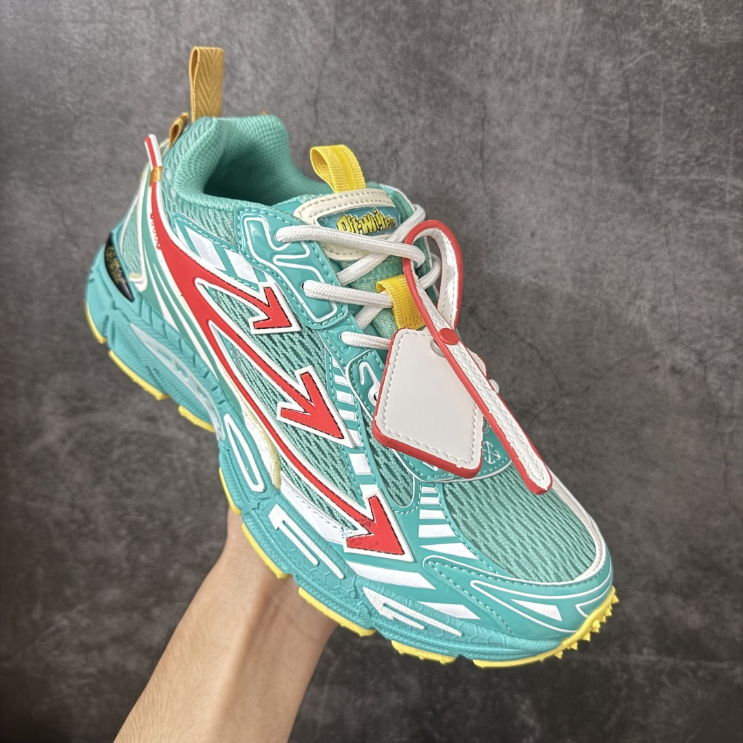 OFF-WHITE OW运动鞋 春夏走秀款球鞋 所有配件均通过定做出产正品裁片 原版比例大箭头定制网眼布双拼牛皮进口机器