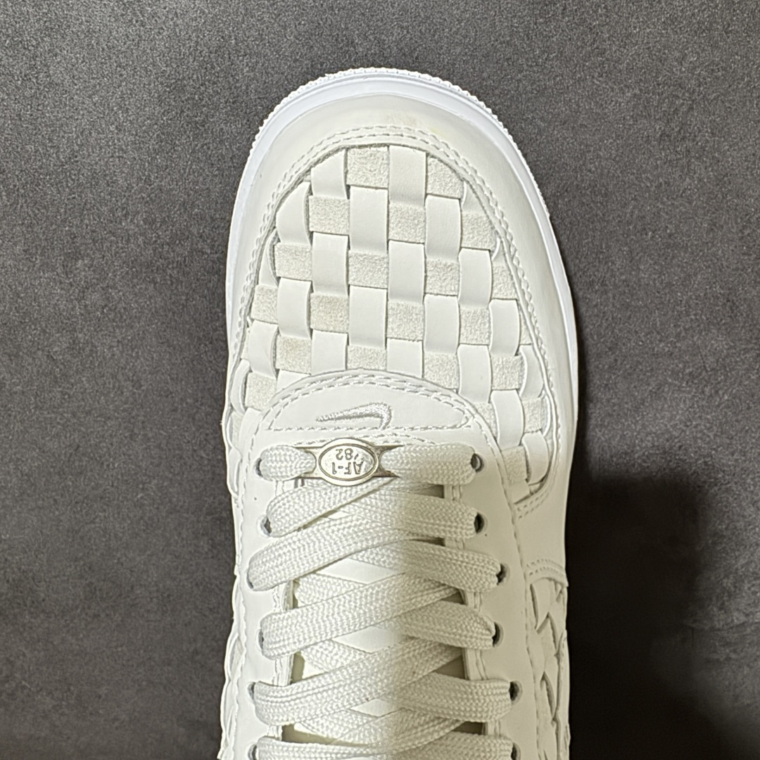 Nike Air Force 1 Low "Woven"（编织款） 方格编织皮革拼接 厚底 AIR 休闲板鞋 内置气垫提