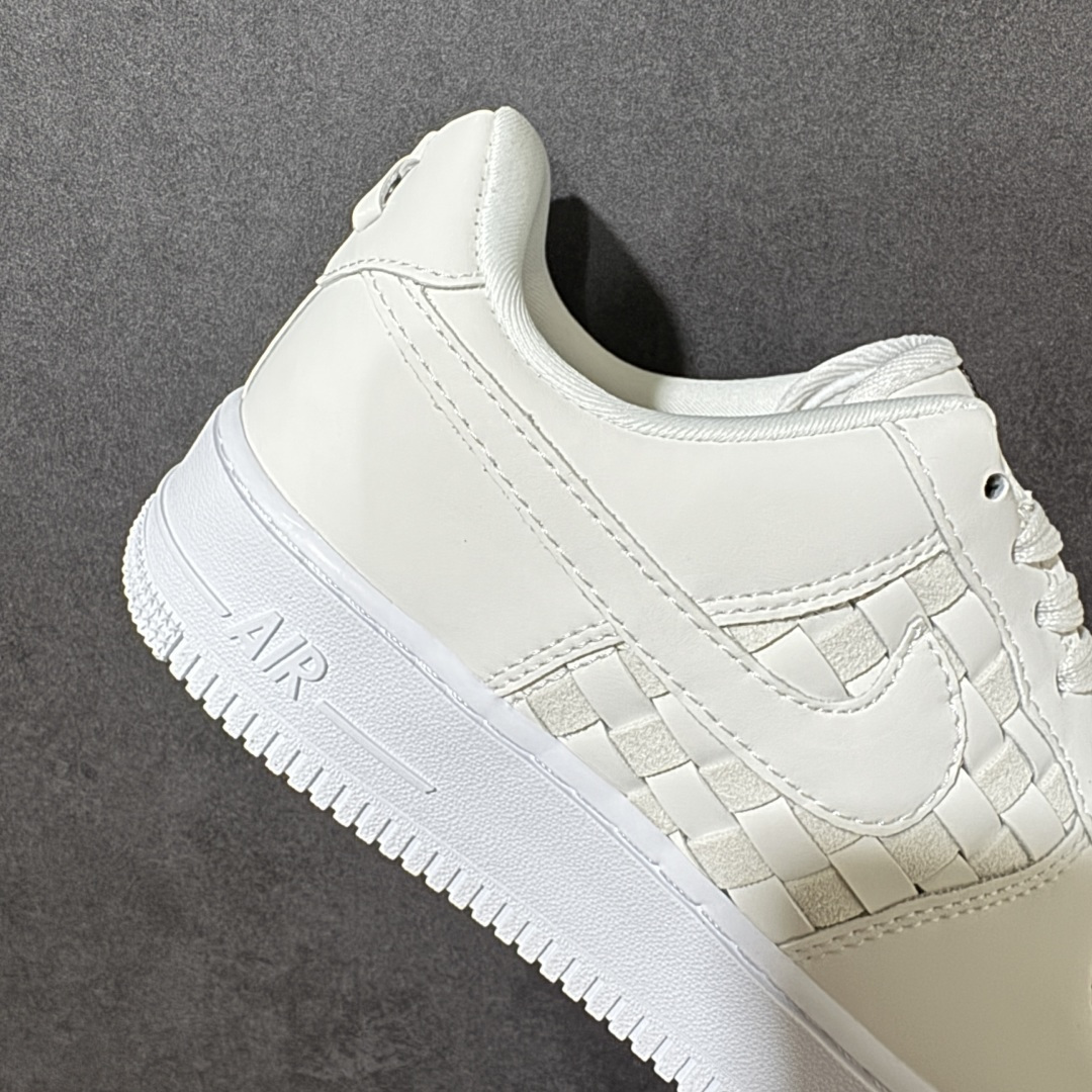 Nike Air Force 1 Low "Woven"（编织款） 方格编织皮革拼接 厚底 AIR 休闲板鞋 内置气垫提