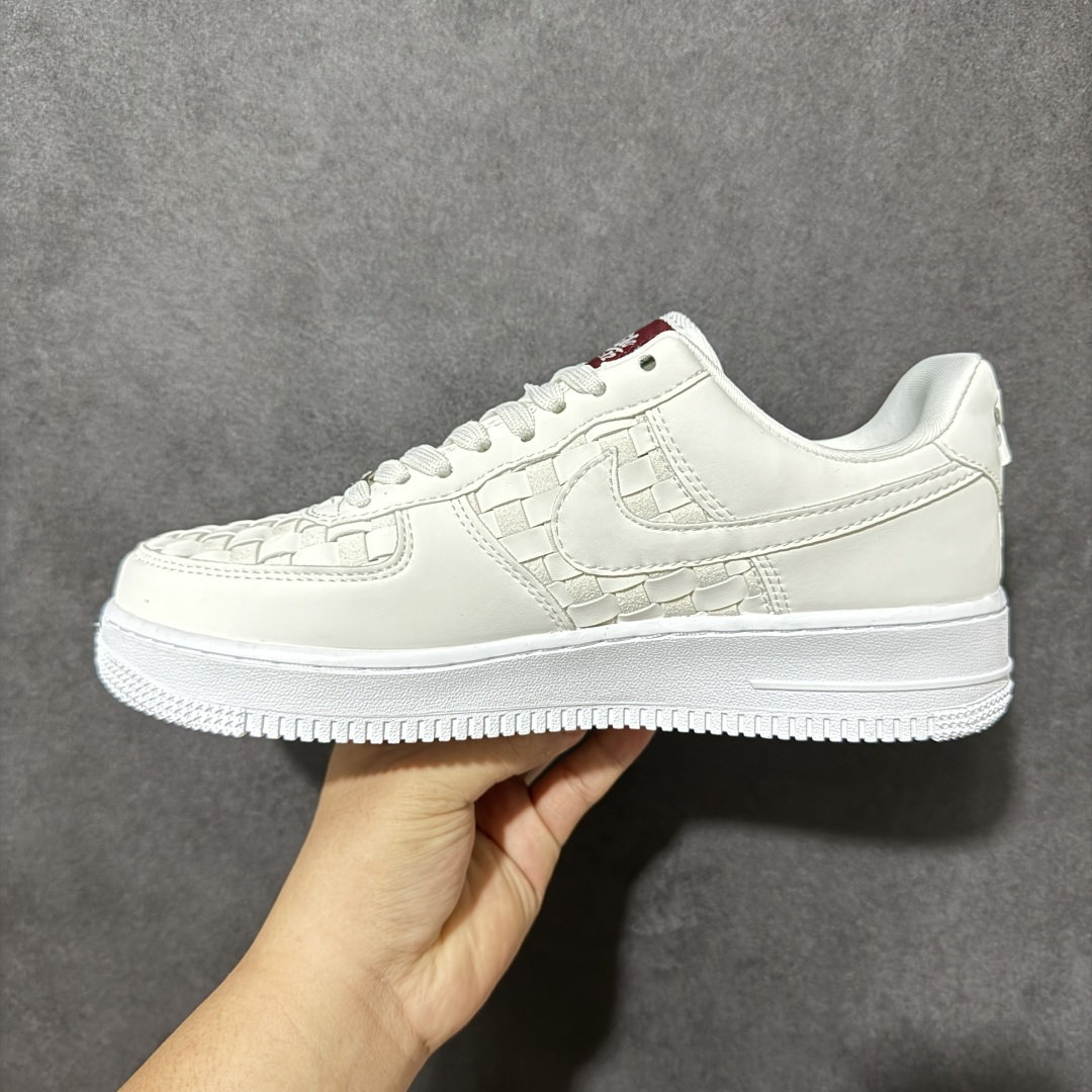 Nike Air Force 1 Low "Woven"（编织款） 方格编织皮革拼接 厚底 AIR 休闲板鞋 内置气垫提