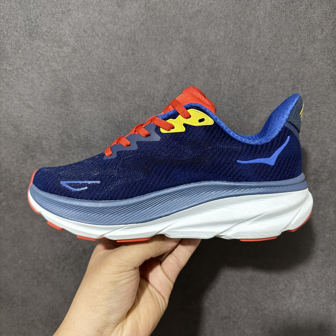HOKA W CLIFTON PRO 9 轻量低帮户外越野跑鞋 户外山脉越野轻量运动跑鞋 鞋面用轻的无缝架构 鞋带用了弹