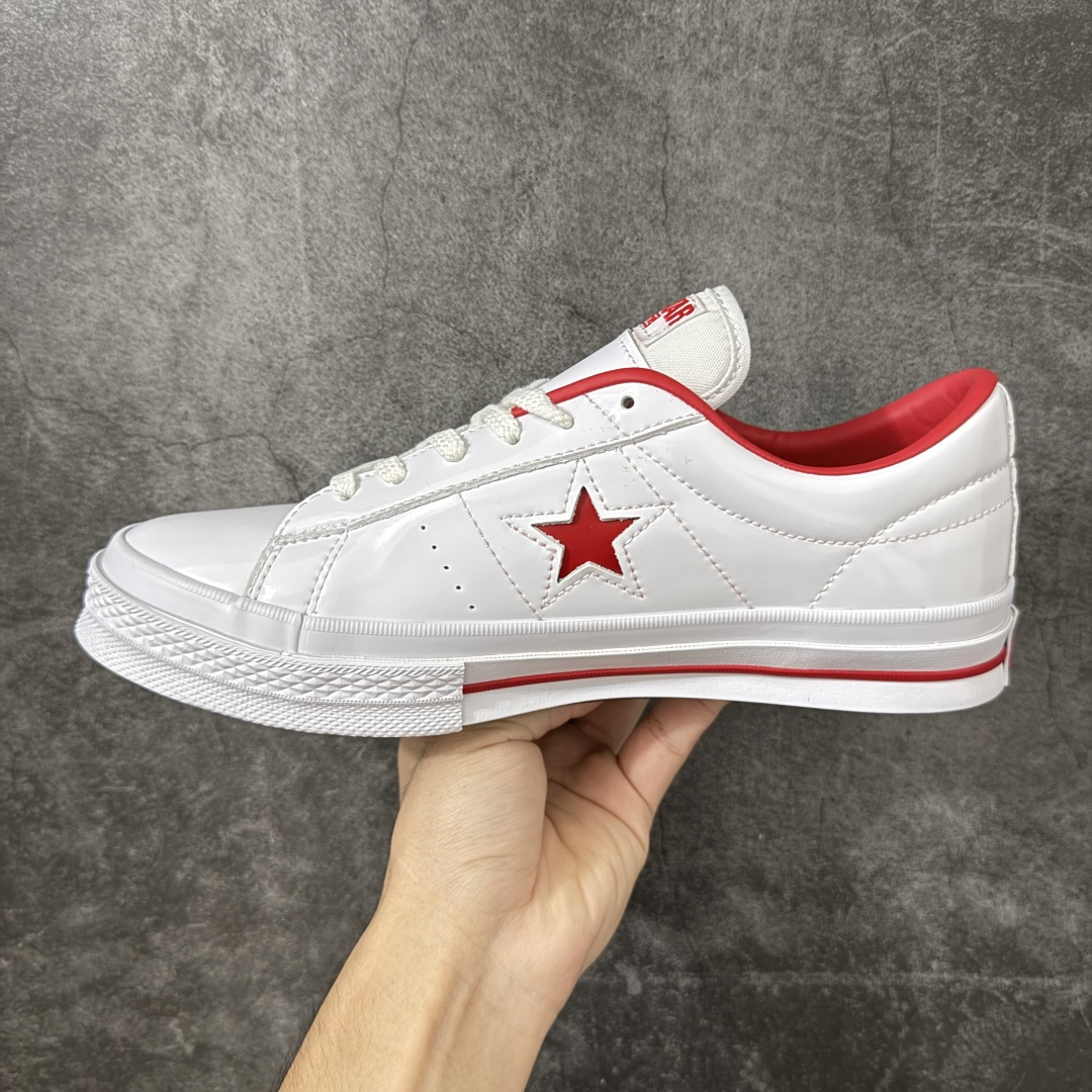 匡威OneStar星星鞋 白红漆皮 Converse One Star Ox 帆布休闲板鞋 C 行业一线头部硫化大厂出品