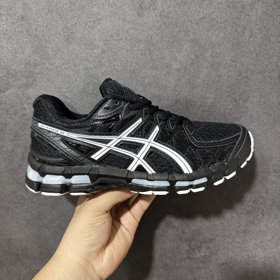亚瑟士 ASICS GEL-KAYANO 20 复古休闲老爹鞋 黑曜石灰 鞋面网眼+翻毛皮拼接，复古Y2K风格，透气舒适