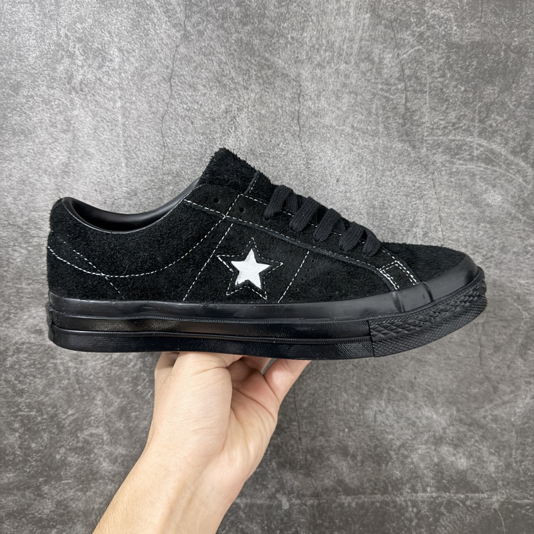 匡威OneStar星星鞋 翻毛皮黑色 Converse One Star Ox 帆布休闲板鞋 C 行业一线头部硫化大厂出