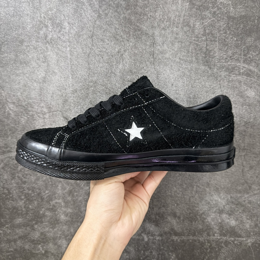 匡威OneStar星星鞋 翻毛皮黑色 Converse One Star Ox 帆布休闲板鞋 C 行业一线头部硫化大厂出