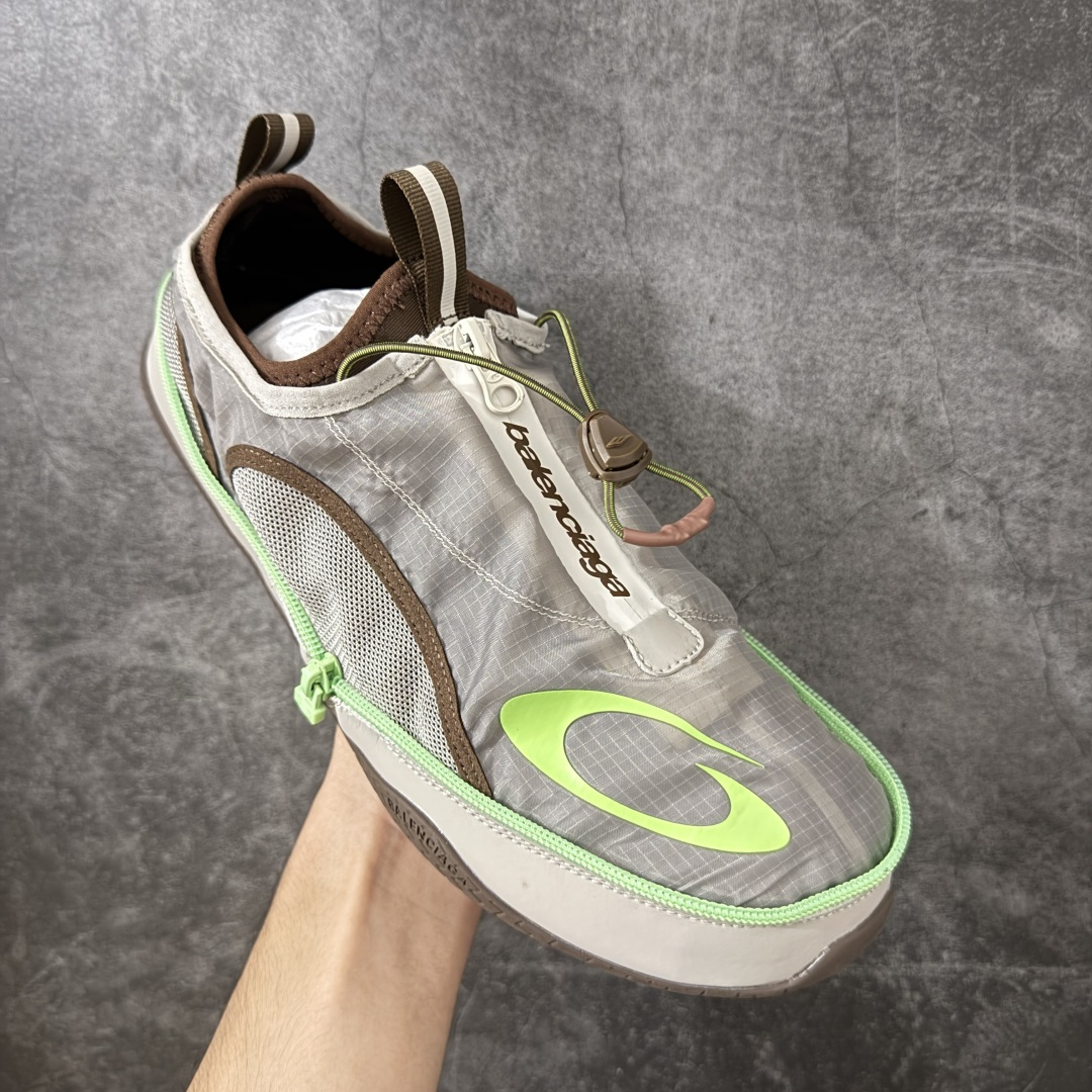 Balenciaga巴黎世家 Pocket Pocket 圆头抽绳 低帮 板鞋 男款口袋拉链折叠 米色拼荧光绿 2026