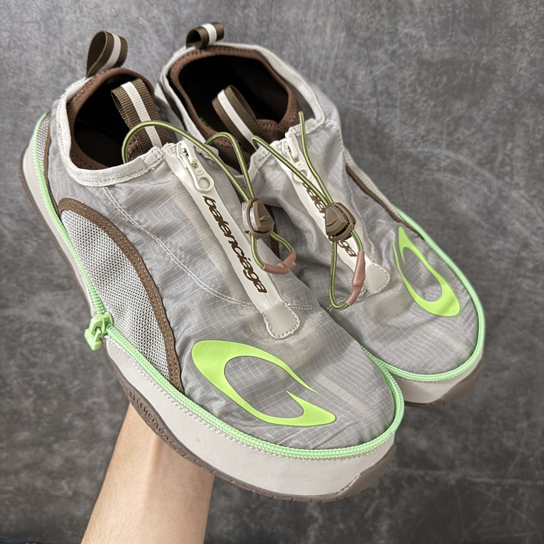 Balenciaga巴黎世家 Pocket Pocket 圆头抽绳 低帮 板鞋 男款口袋拉链折叠 米色拼荧光绿 2026