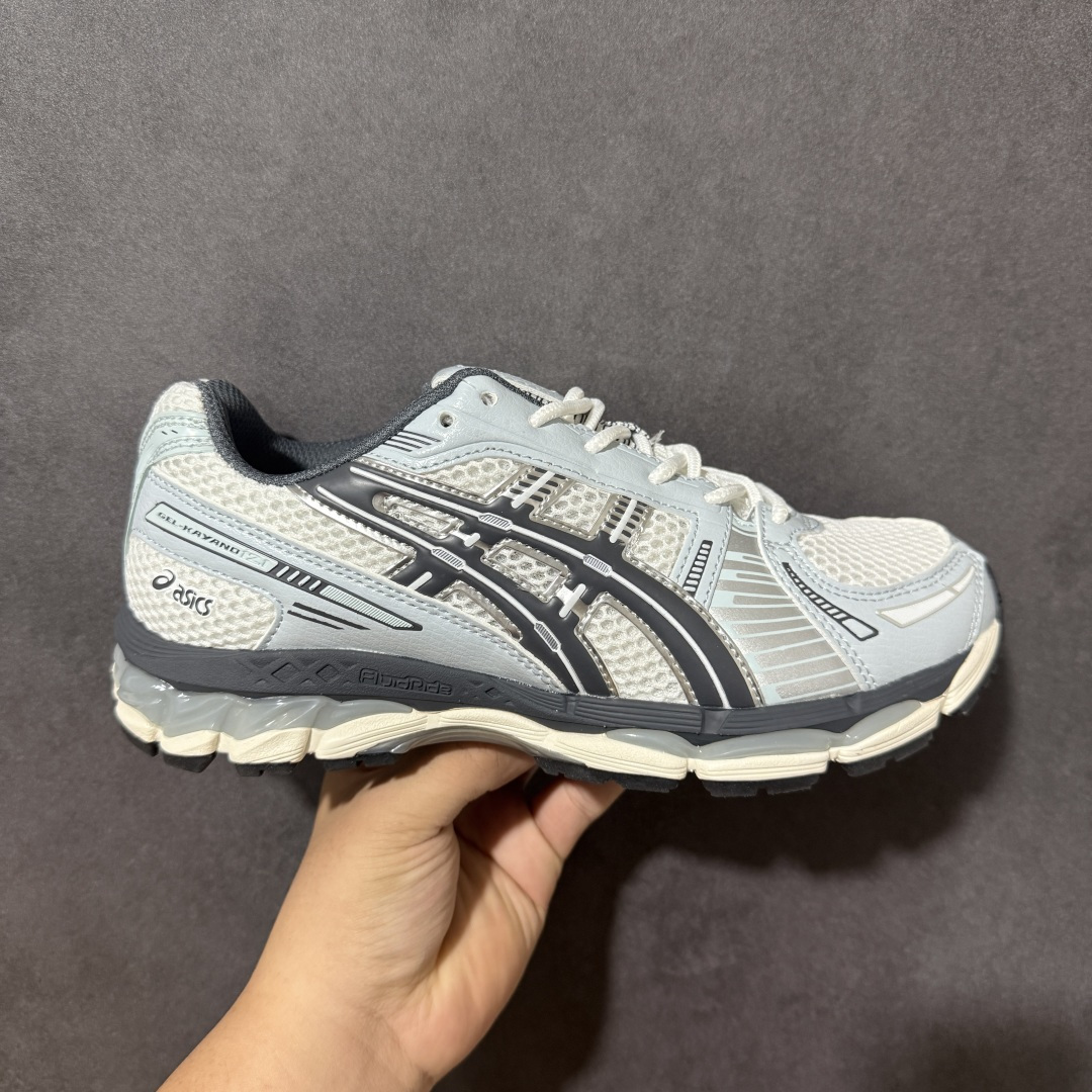 ASICS亚瑟士 GEL‑KAYANO 12.1 复古跑鞋 鞋面透气工程网布搭配合成革支撑框架，透气性良好，鞋身线条硬朗