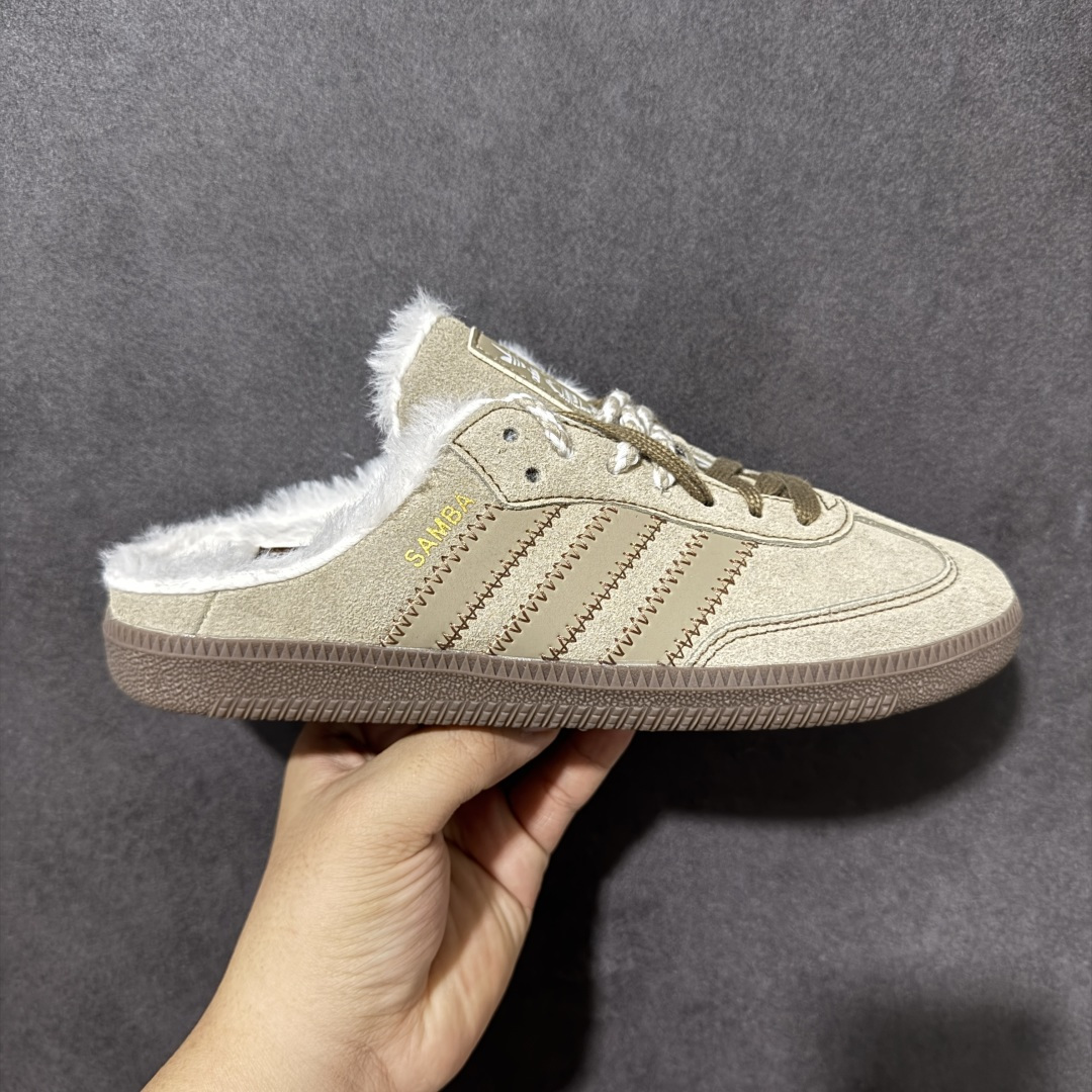 Adidas Samba Og Mule W 复古半拖休闲鞋 鞋面选用细腻翻毛皮打造，延续Samba经典鞋型轮廓，无后跟