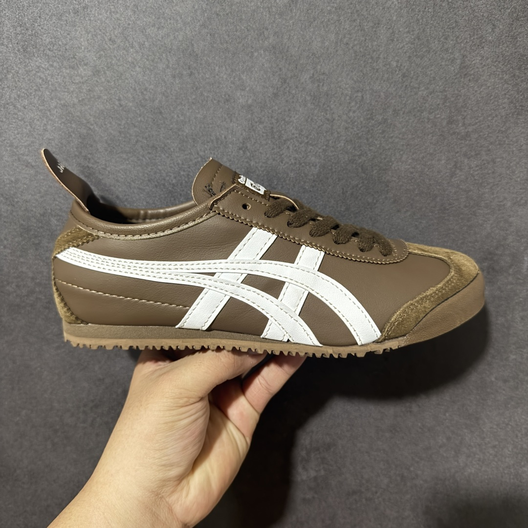 Onitsuka Tiger Mexico 66 鬼冢虎 棕白 复古休闲板鞋 男女同款 经典虎爪标识，轻薄鞋身，上脚百搭