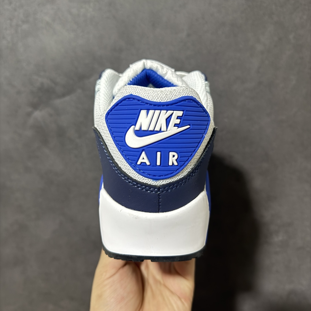 Nike Air Max 90 蓝白 男女同款 经典复古气垫跑鞋，网面拼接鞋面，后跟可视气垫，脚感舒适，日常穿搭百搭 货