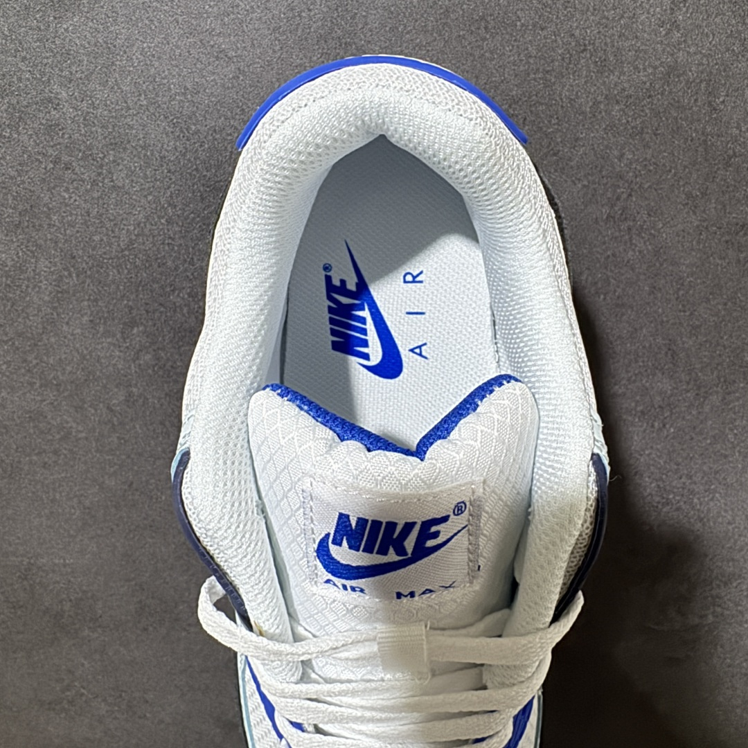Nike Air Max 90 蓝白 男女同款 经典复古气垫跑鞋，网面拼接鞋面，后跟可视气垫，脚感舒适，日常穿搭百搭 货