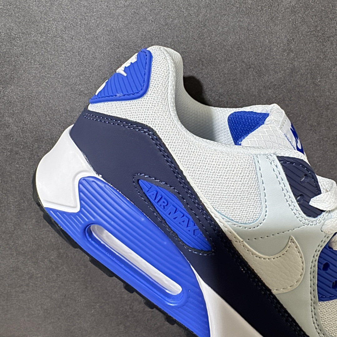 Nike Air Max 90 蓝白 男女同款 经典复古气垫跑鞋，网面拼接鞋面，后跟可视气垫，脚感舒适，日常穿搭百搭 货