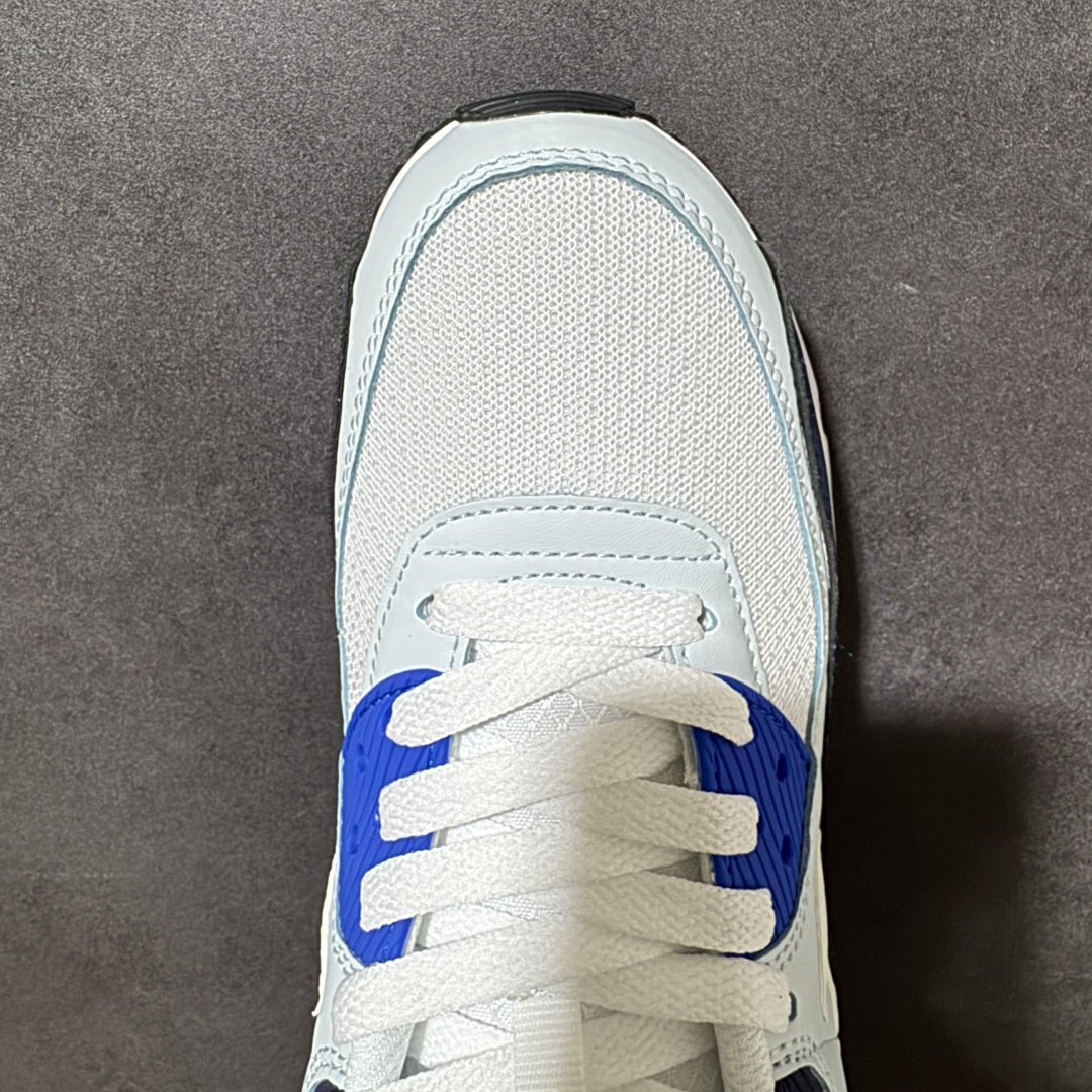 Nike Air Max 90 蓝白 男女同款 经典复古气垫跑鞋，网面拼接鞋面，后跟可视气垫，脚感舒适，日常穿搭百搭 货