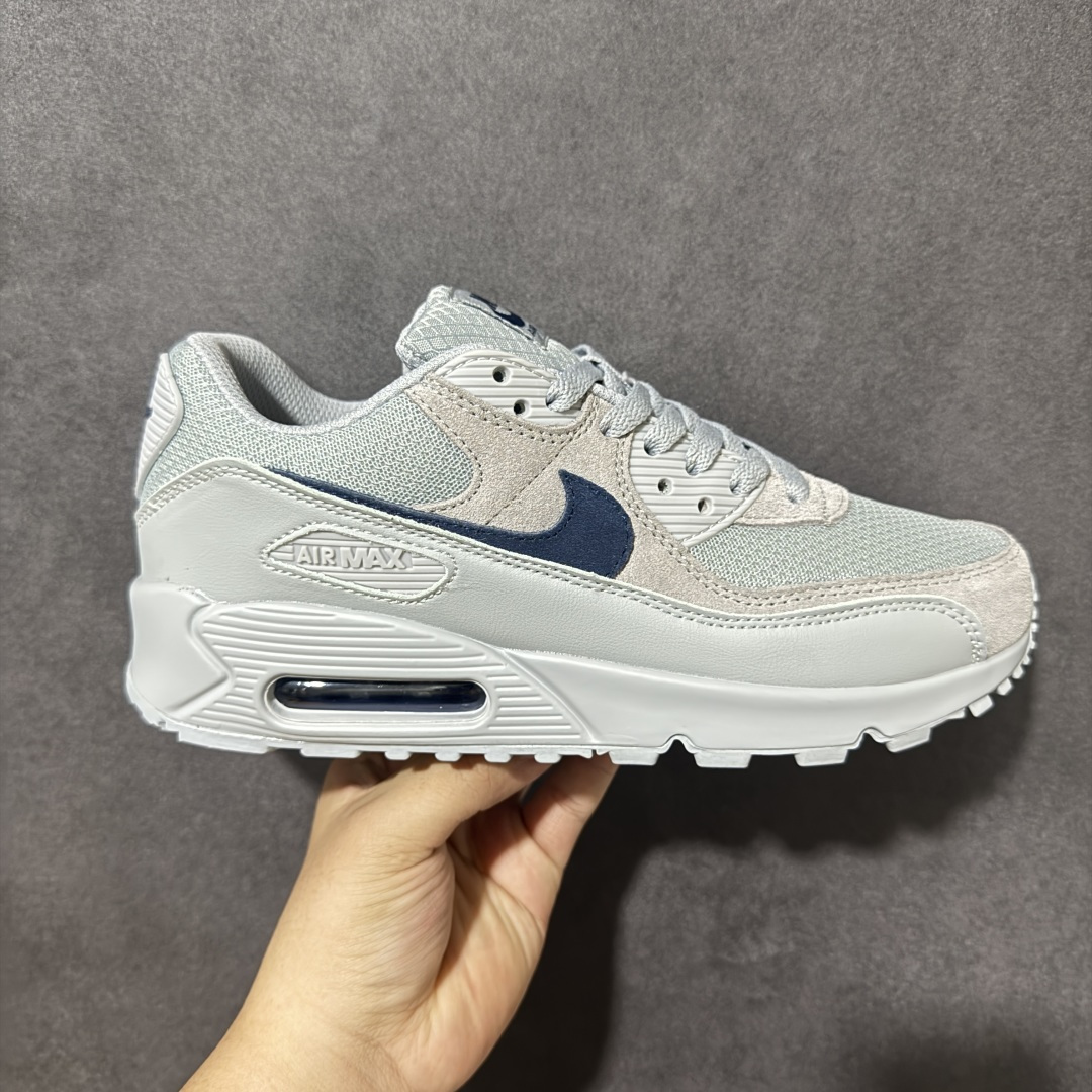 Nike Air Max 90 蓝白 男女同款 经典复古气垫跑鞋，网面拼接鞋面，后跟可视气垫，脚感舒适，日常穿搭百搭 货