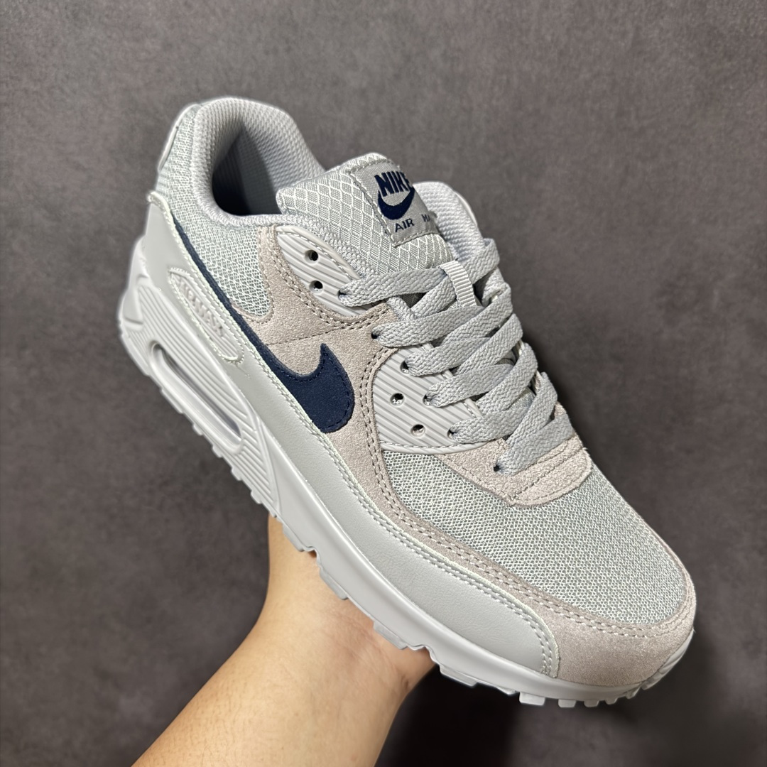 Nike Air Max 90 蓝白 男女同款 经典复古气垫跑鞋，网面拼接鞋面，后跟可视气垫，脚感舒适，日常穿搭百搭 货