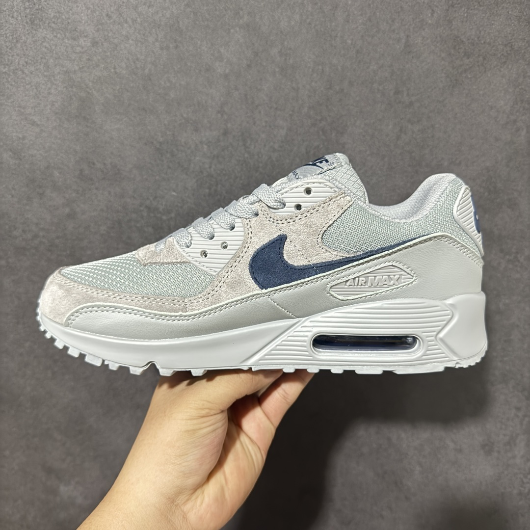 Nike Air Max 90 蓝白 男女同款 经典复古气垫跑鞋，网面拼接鞋面，后跟可视气垫，脚感舒适，日常穿搭百搭 货
