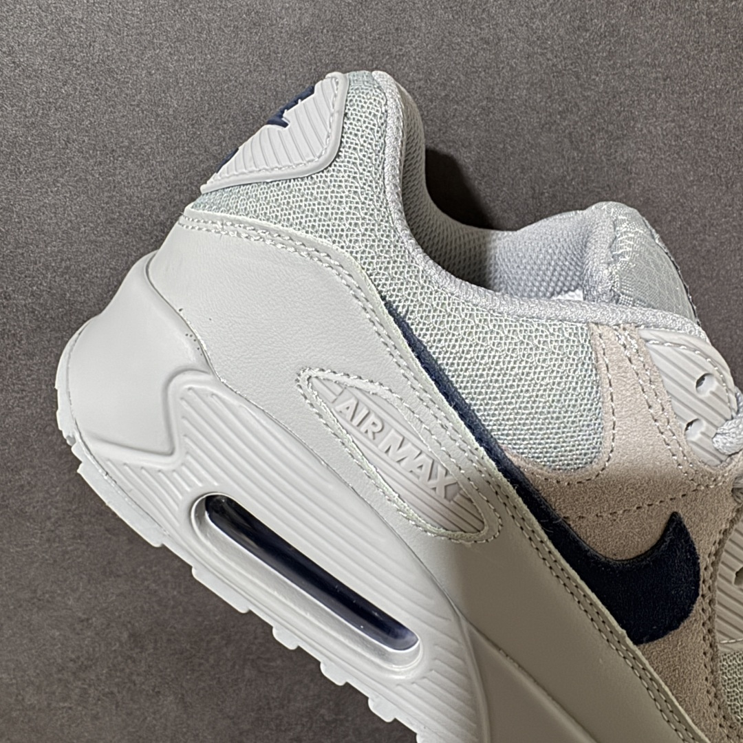 Nike Air Max 90 蓝白 男女同款 经典复古气垫跑鞋，网面拼接鞋面，后跟可视气垫，脚感舒适，日常穿搭百搭 货