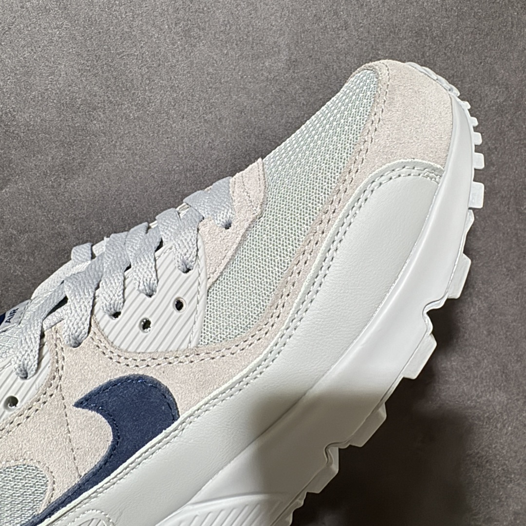 Nike Air Max 90 蓝白 男女同款 经典复古气垫跑鞋，网面拼接鞋面，后跟可视气垫，脚感舒适，日常穿搭百搭 货