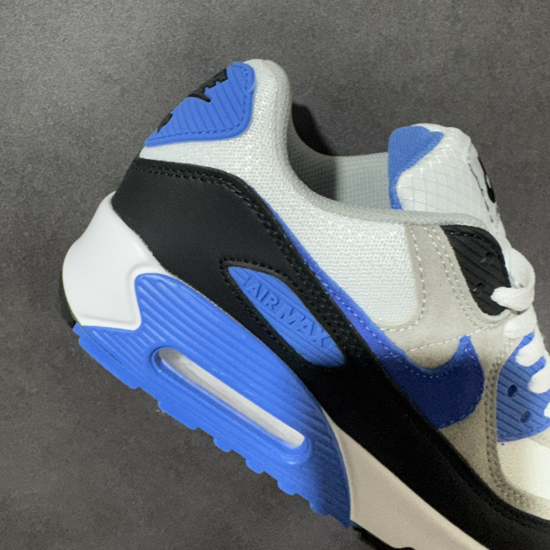Nike Air Max 90 蓝白 男女同款 经典复古气垫跑鞋，网面拼接鞋面，后跟可视气垫，脚感舒适，日常穿搭百搭 货