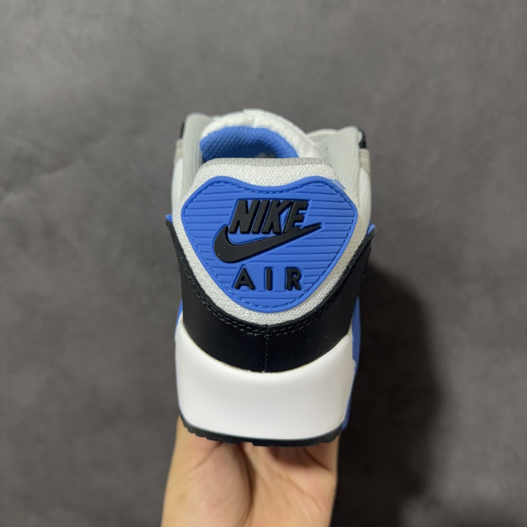 Nike Air Max 90 蓝白 男女同款 经典复古气垫跑鞋，网面拼接鞋面，后跟可视气垫，脚感舒适，日常穿搭百搭 货
