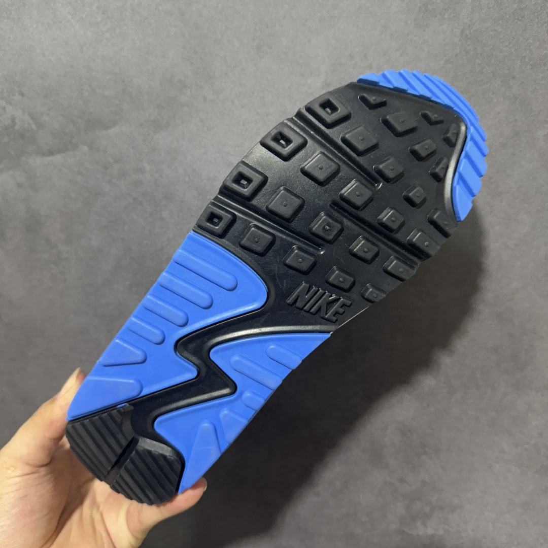 Nike Air Max 90 蓝白 男女同款 经典复古气垫跑鞋，网面拼接鞋面，后跟可视气垫，脚感舒适，日常穿搭百搭 货