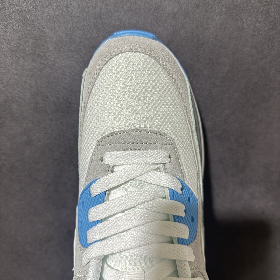 Nike Air Max 90 蓝白 男女同款 经典复古气垫跑鞋，网面拼接鞋面，后跟可视气垫，脚感舒适，日常穿搭百搭 货