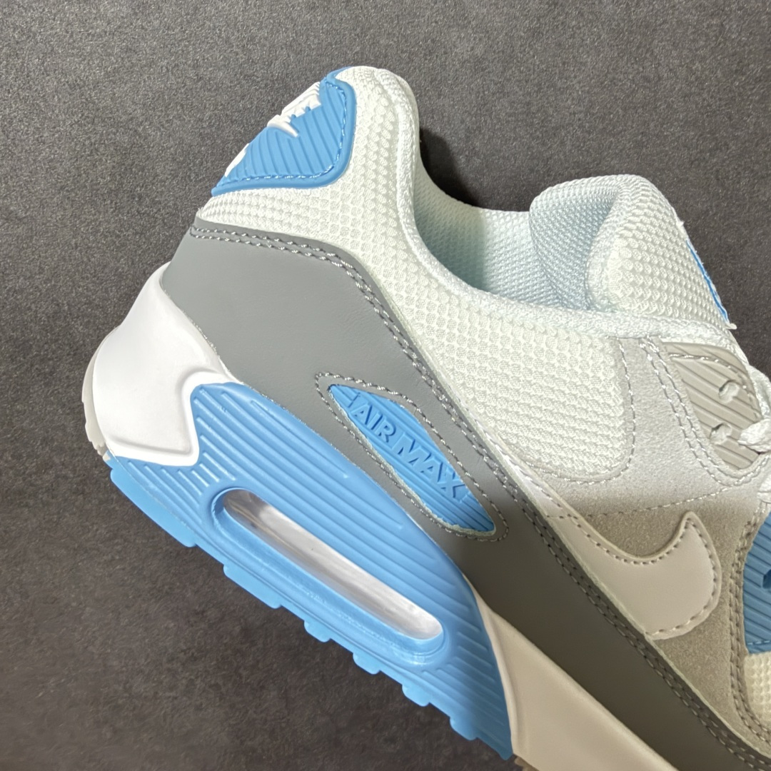Nike Air Max 90 蓝白 男女同款 经典复古气垫跑鞋，网面拼接鞋面，后跟可视气垫，脚感舒适，日常穿搭百搭 货